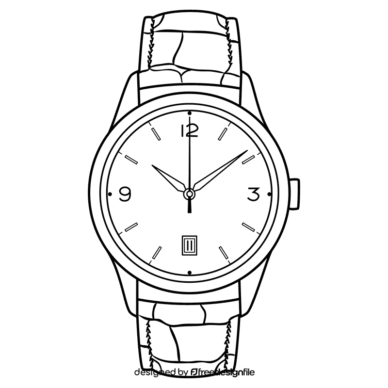 Dress watch black and white clipart