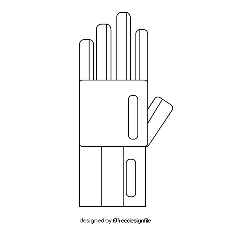 Mechanic gloves drawing black and white clipart