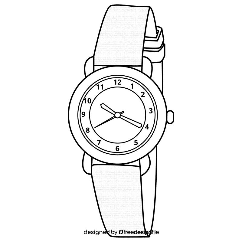 Kids watch black and white clipart