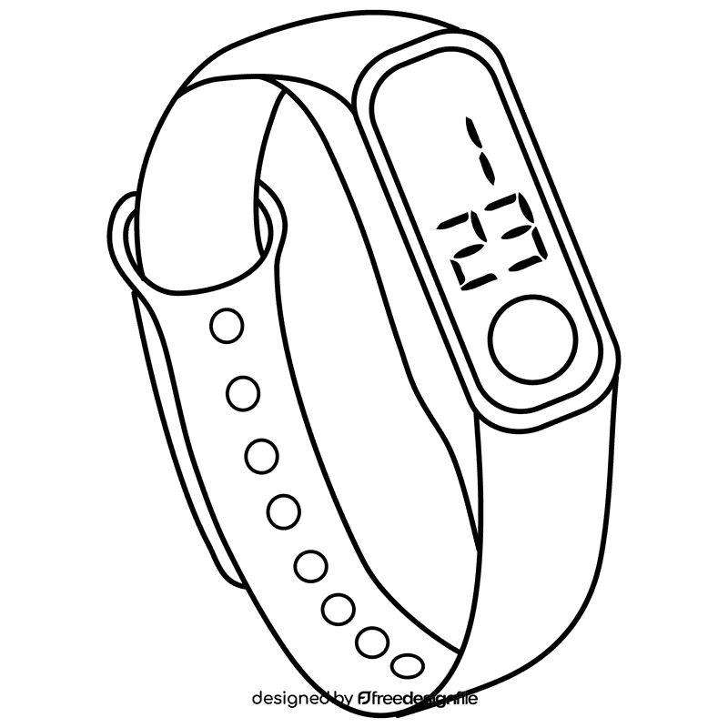 LED digital watch black and white clipart