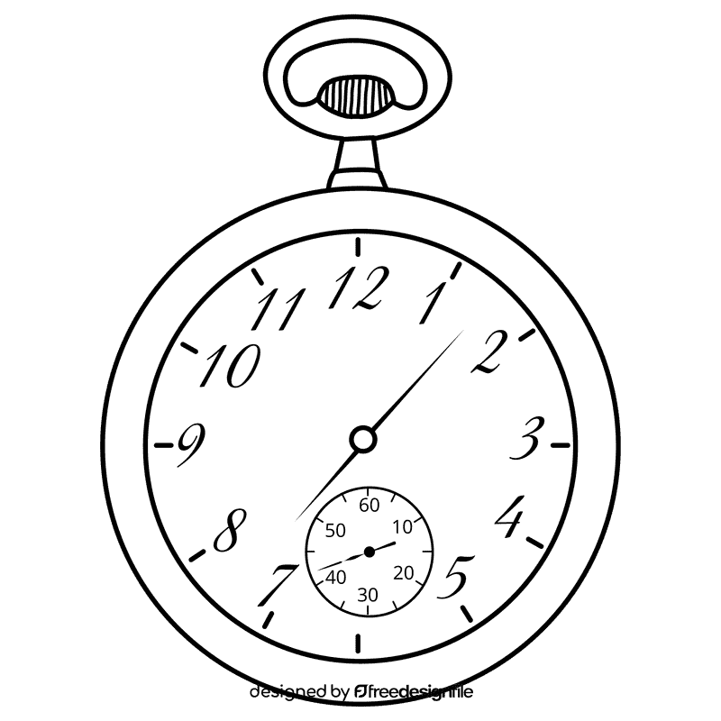 Pocket watch black and white clipart