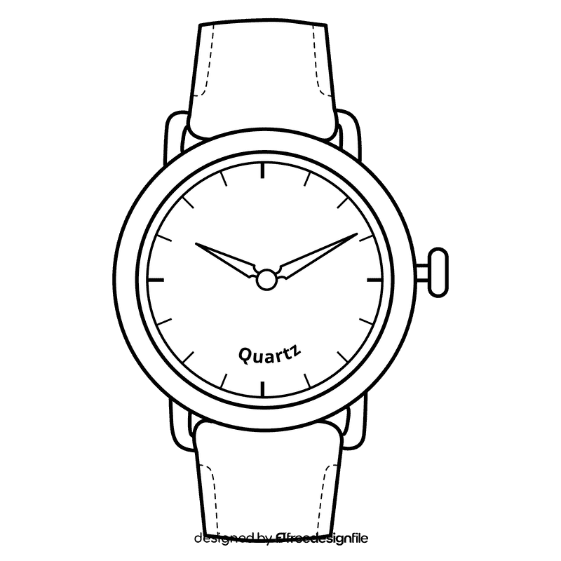 Quartz watch black and white clipart