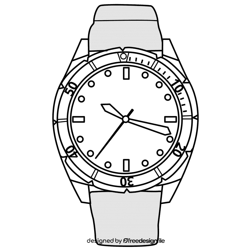Scuba dive watch black and white clipart