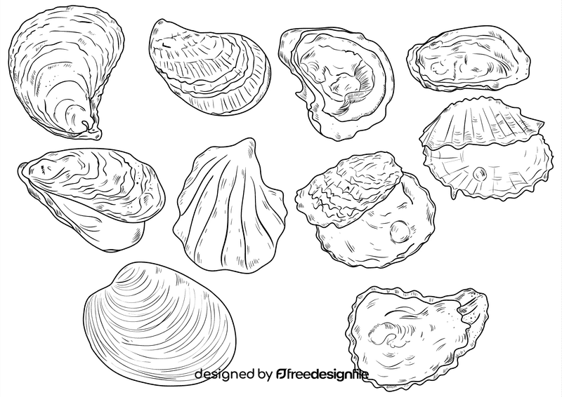 Oyster black and white vector