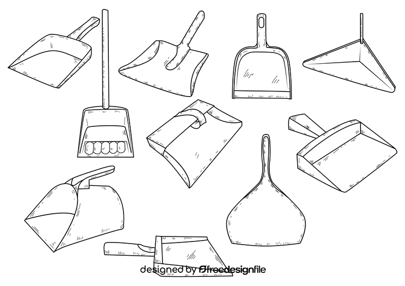 Dustpan black and white vector