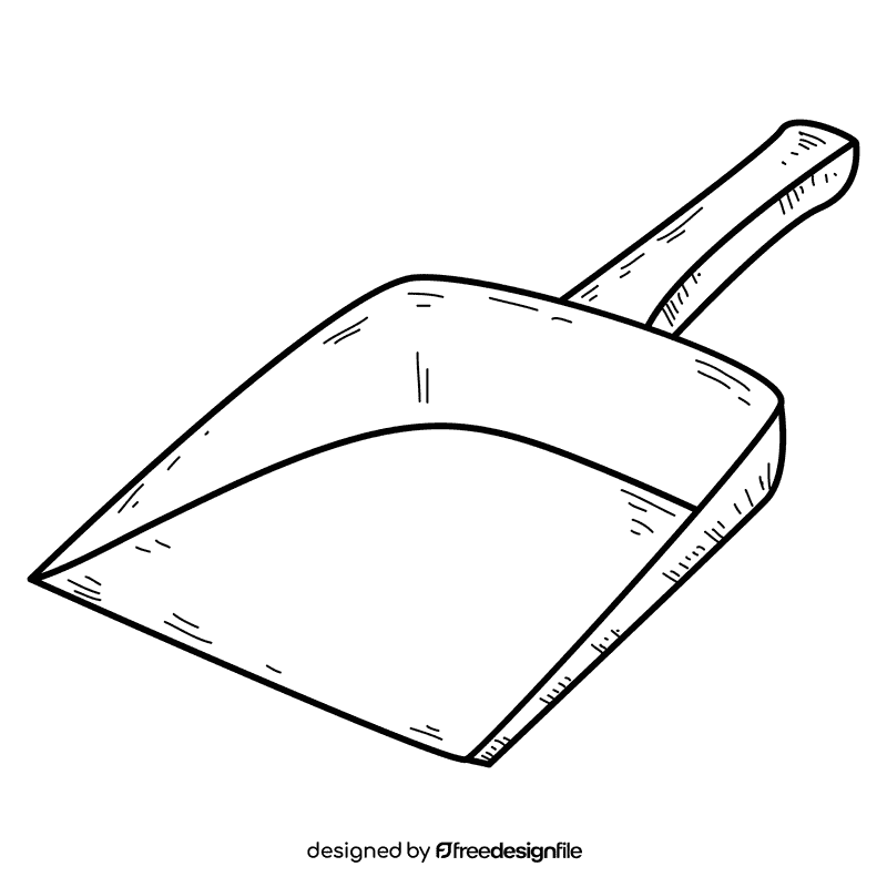Blue dustpan black and white clipart