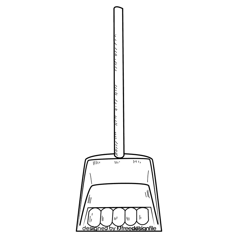 Green dustpan black and white clipart