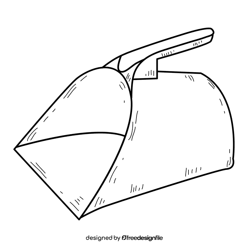 Hooded dustpan black and white clipart