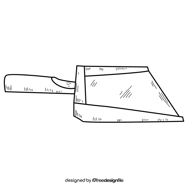 Wodden handle dustpan black and white clipart