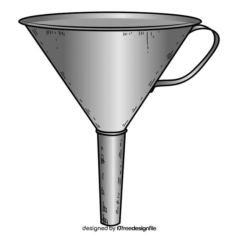 Silver funnel with handle clipart