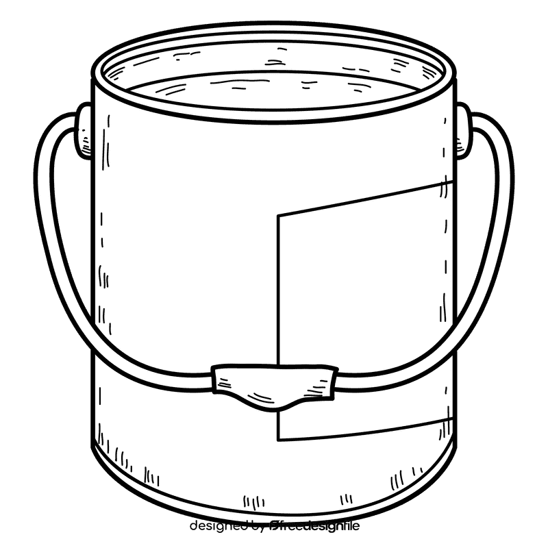 Blue paint bucket black and white clipart