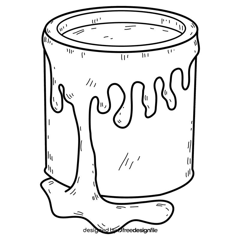 Brown paint bucket black and white clipart