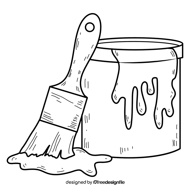 Green paint bucket black and white clipart