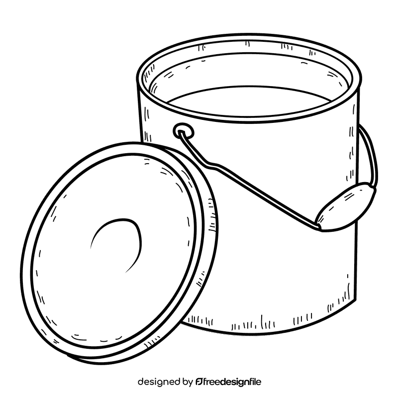 Pink paint bucket black and white clipart