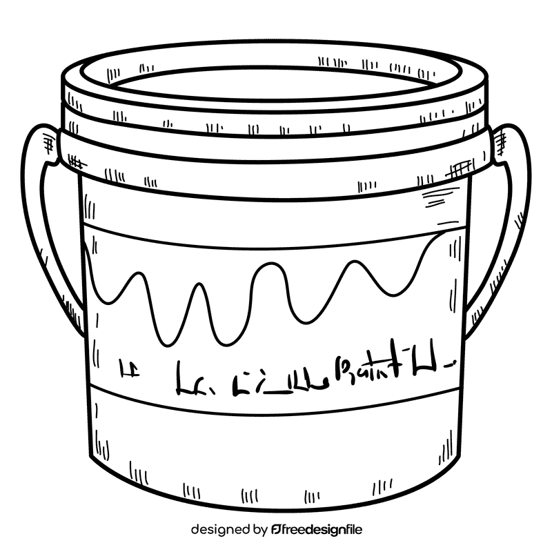 Red paint bucket black and white clipart