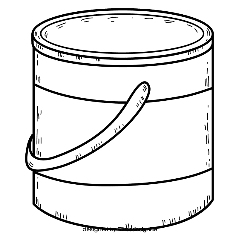 White paint bucket black and white clipart