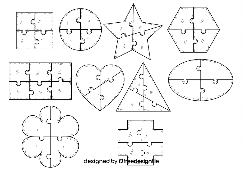 Puzzle black and white vector