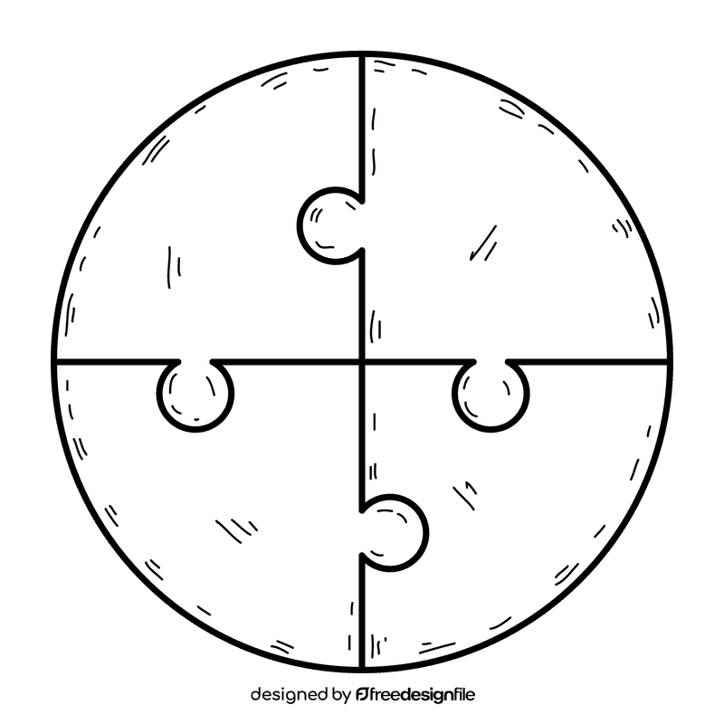 Circle puzzle black and white clipart