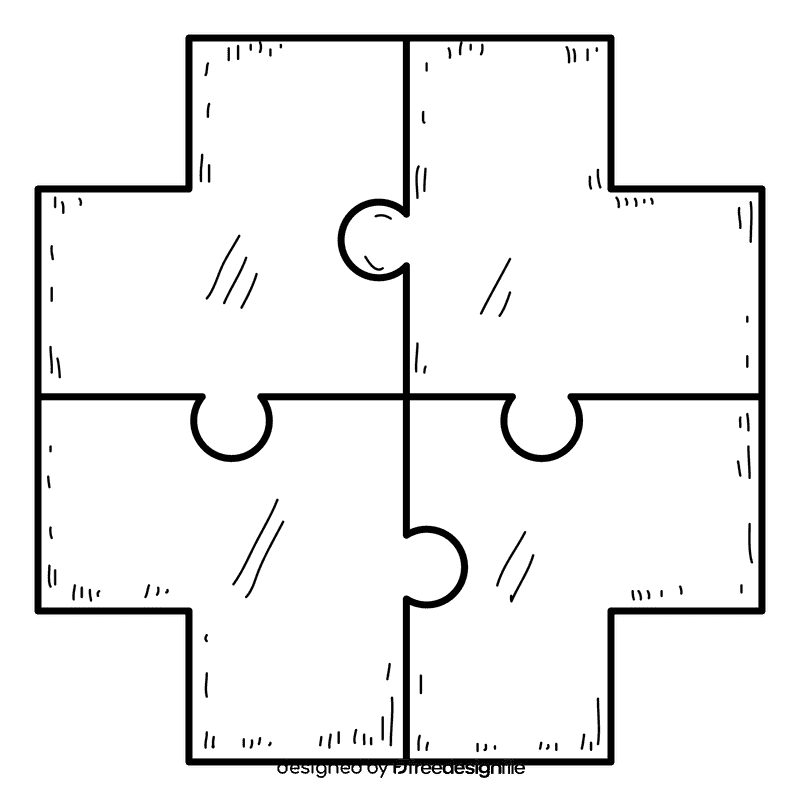 Cross puzzle black and white clipart