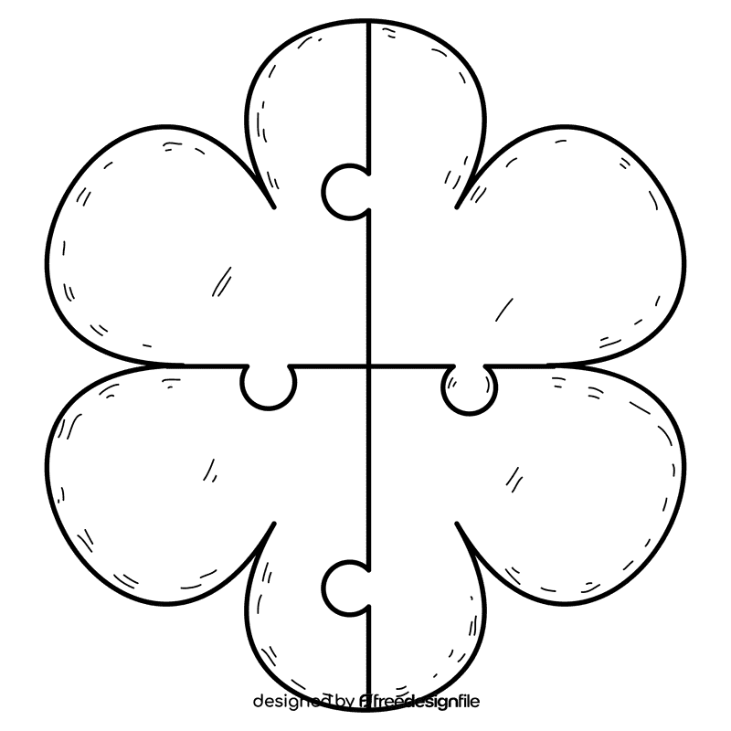 Flower puzzle black and white clipart