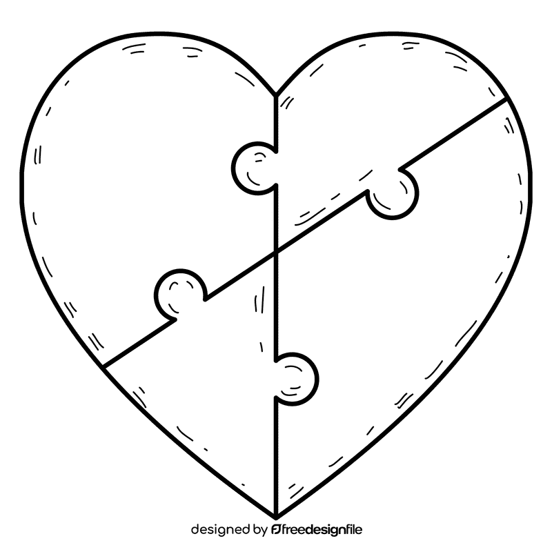 Heart puzzle black and white clipart