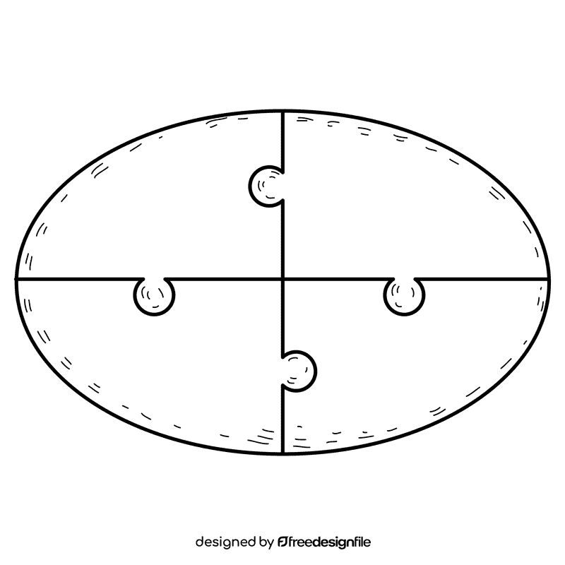 Oval puzzle black and white clipart