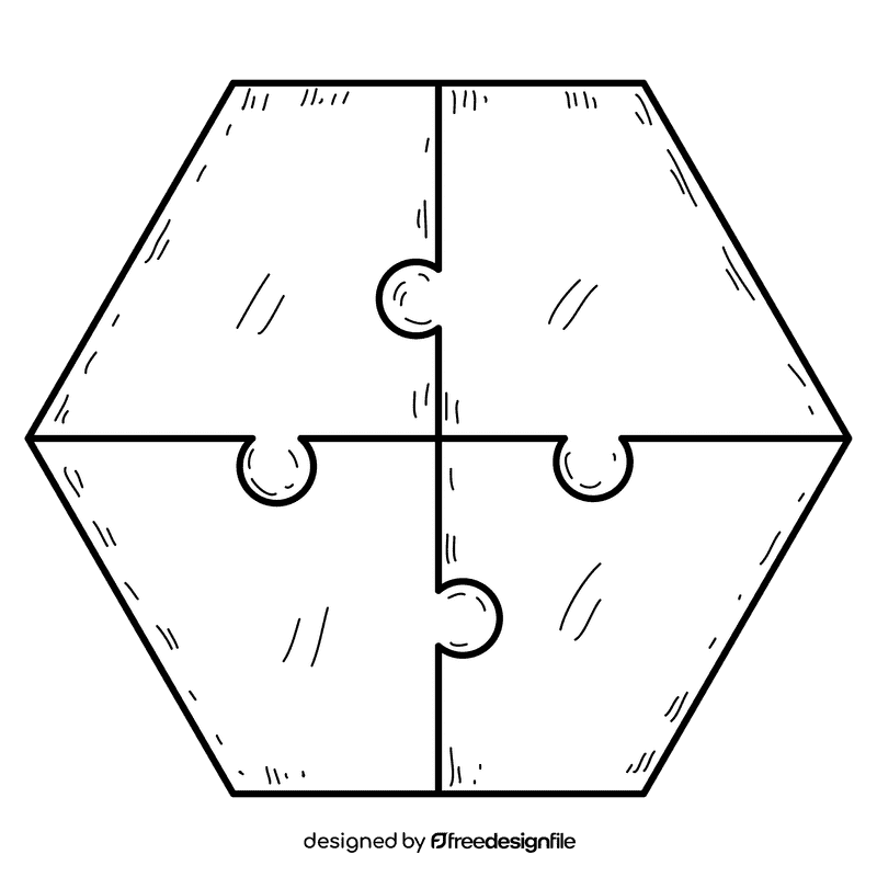 Polygon puzzle black and white clipart