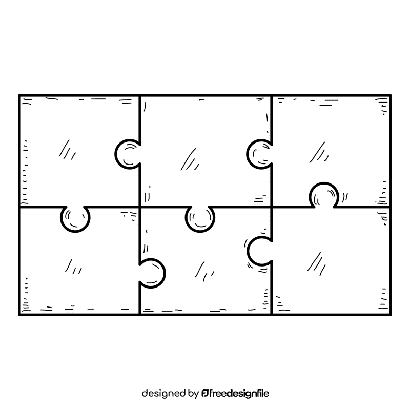 Rectangle puzzle black and white clipart