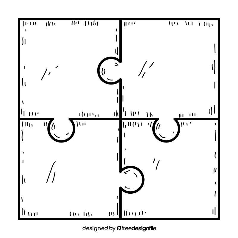 Square puzzle black and white clipart