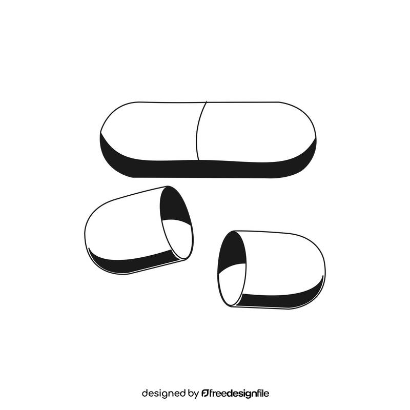 Capsule drawing black and white clipart