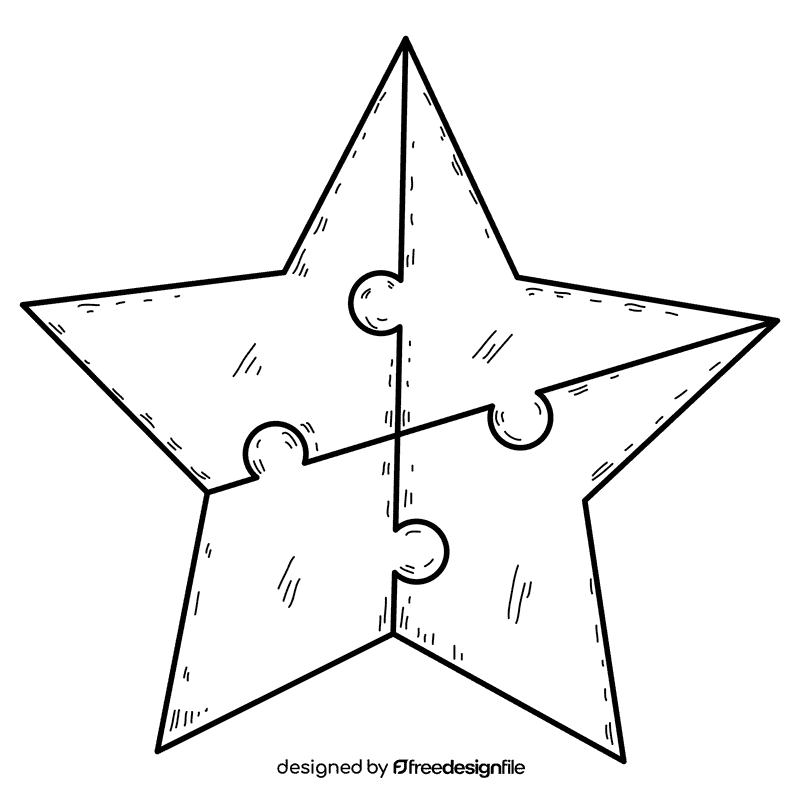 Star puzzle black and white clipart