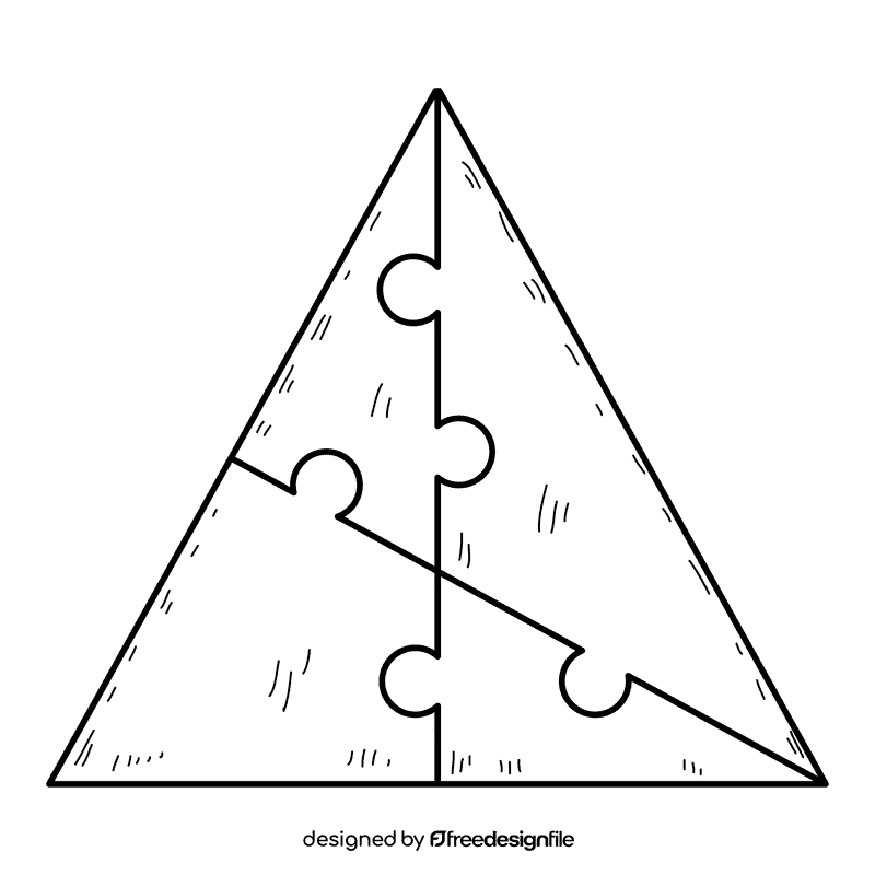 Trangle puzzle black and white clipart