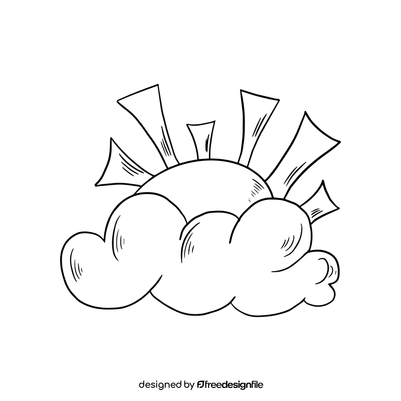 Climate cloudy and sunny day black and white clipart