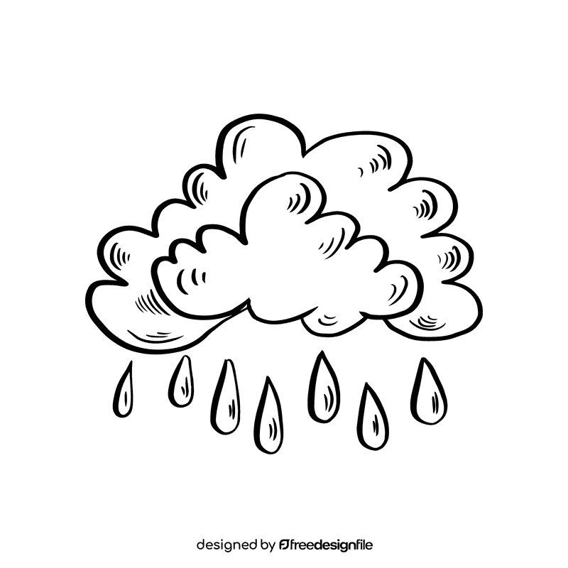 Climate rainy day black and white clipart