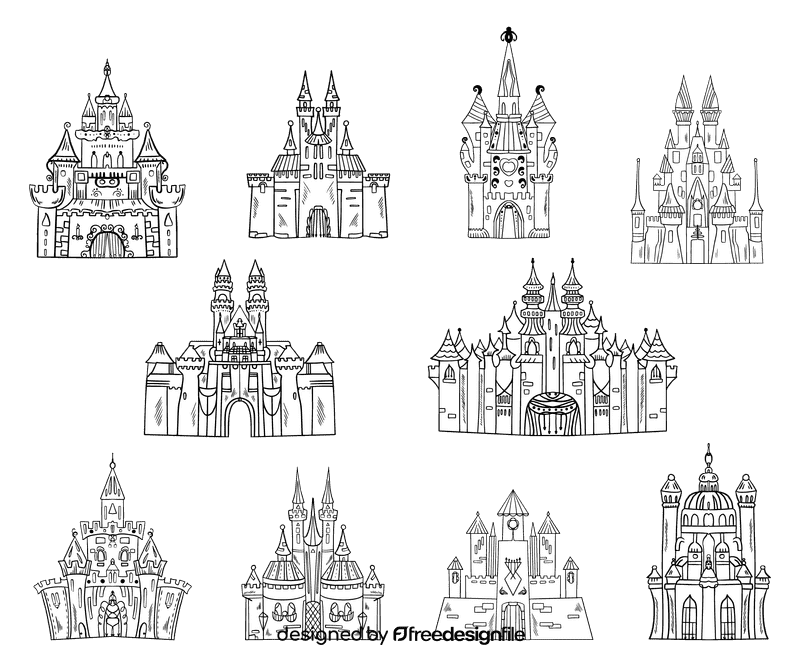 Disney castle black and white vector