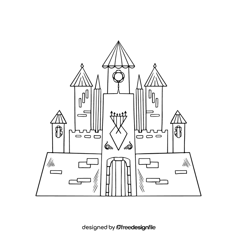 Disney castle black and white clipart