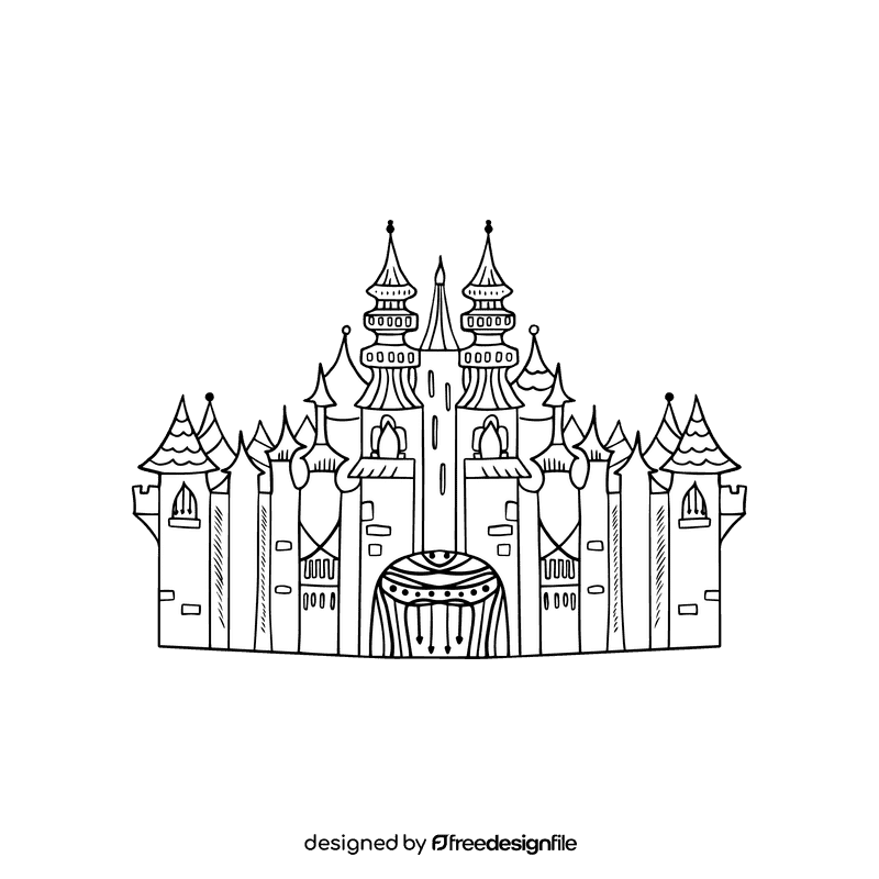 Disney castle black and white clipart