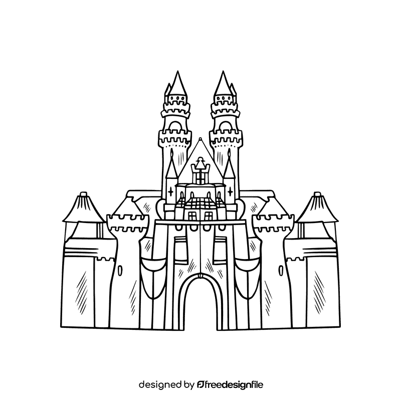 Disney castle black and white clipart