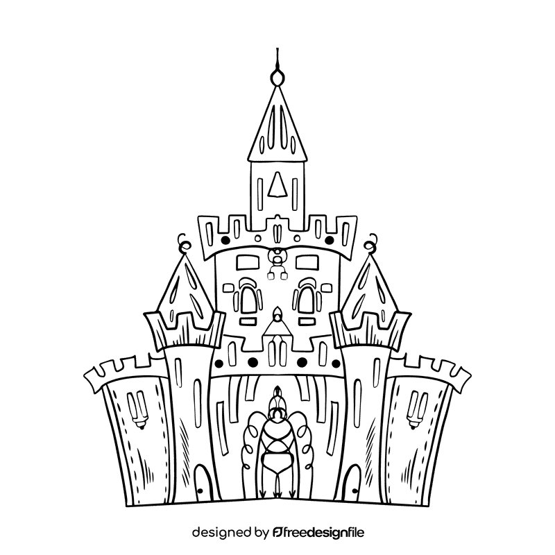 Disney castle black and white clipart