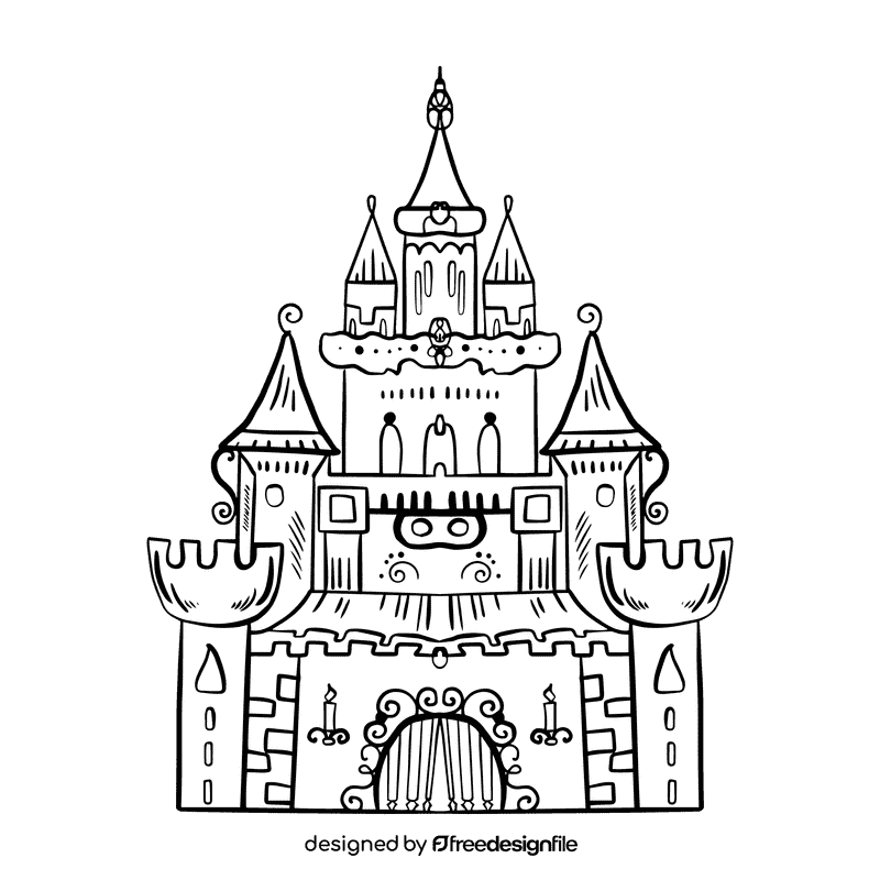 Disney castle black and white clipart