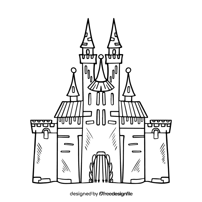 Disney castle black and white clipart