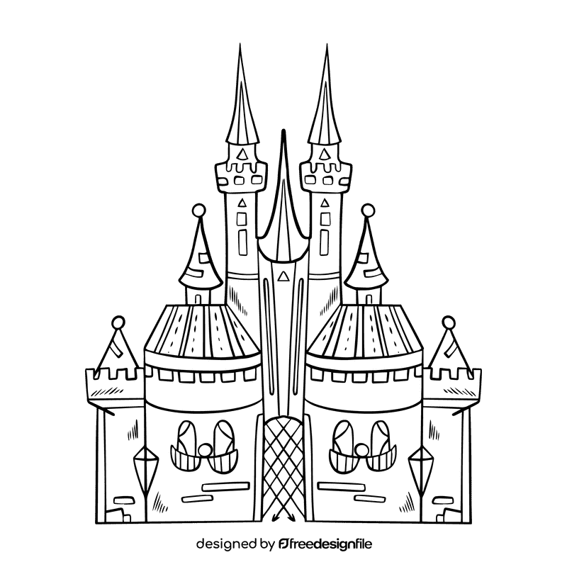 Disney castle black and white clipart