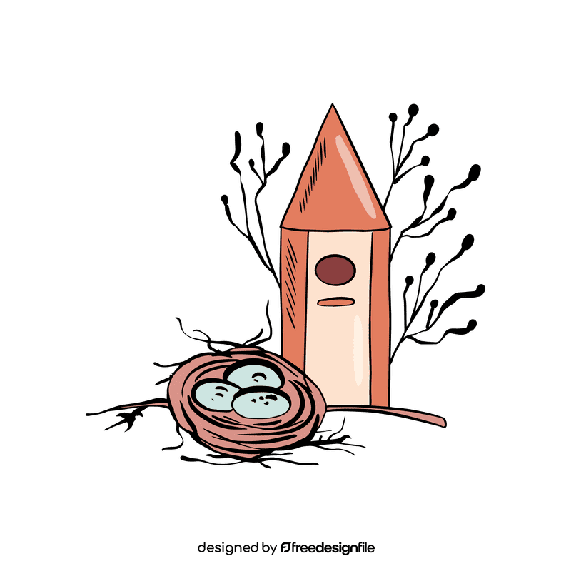 Bird Nest with eggs clipart