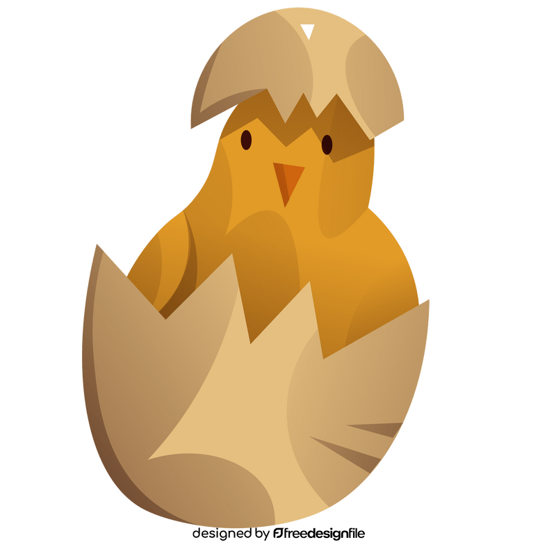 Cracked egg with chick cartoon clipart