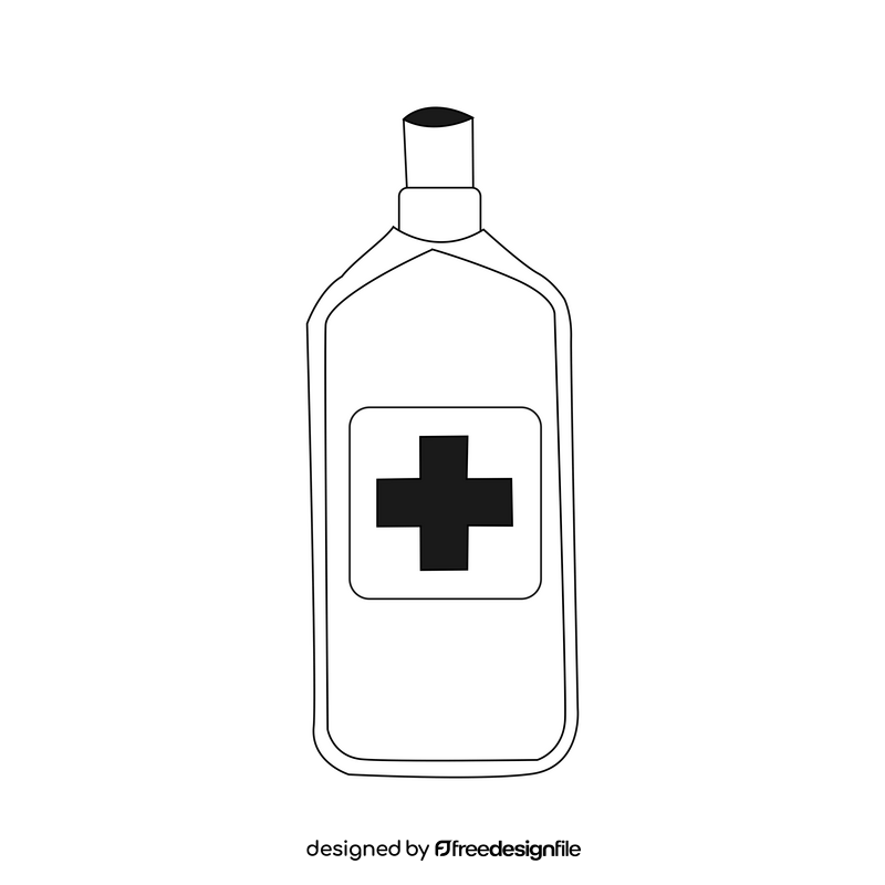 Hand sanitizer drawing black and white clipart