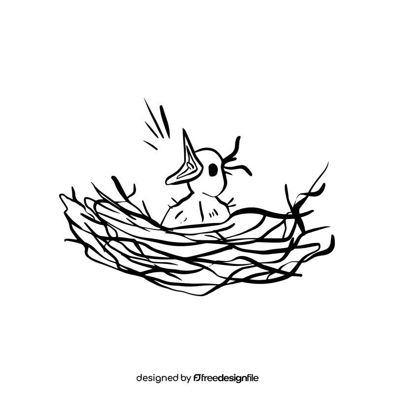 Nest black and white clipart