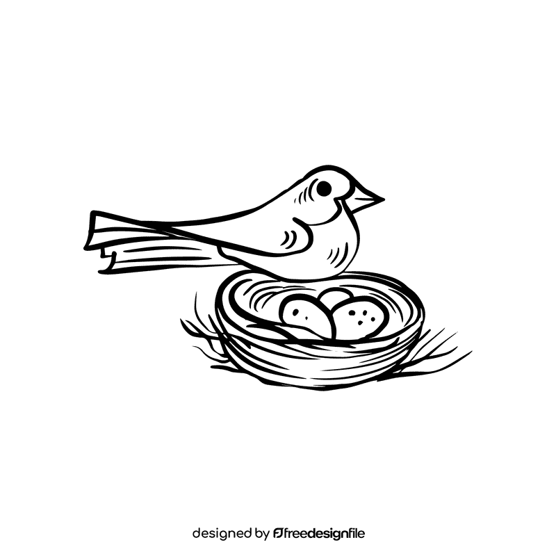 Bird Nest black and white clipart