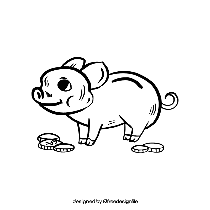Piggy bank black and white clipart