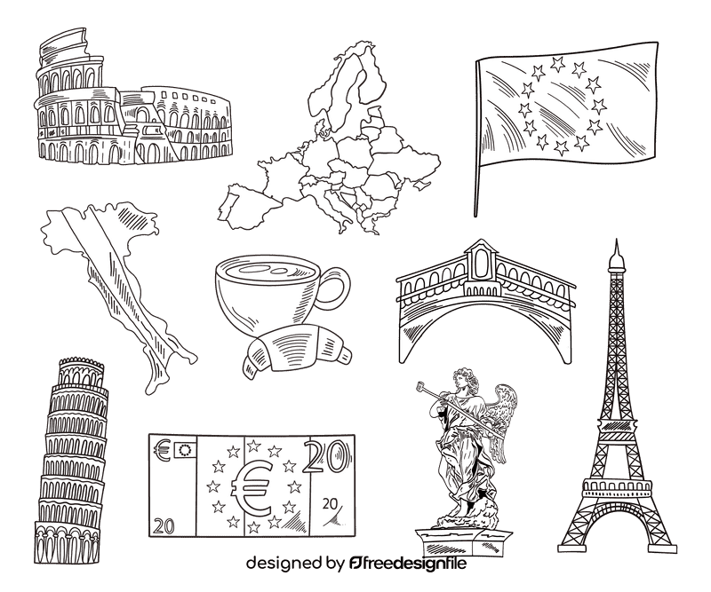 Europe black and white vector