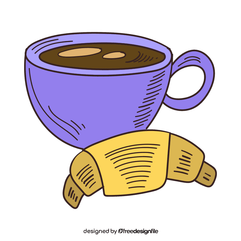 Coffee and croissant clipart